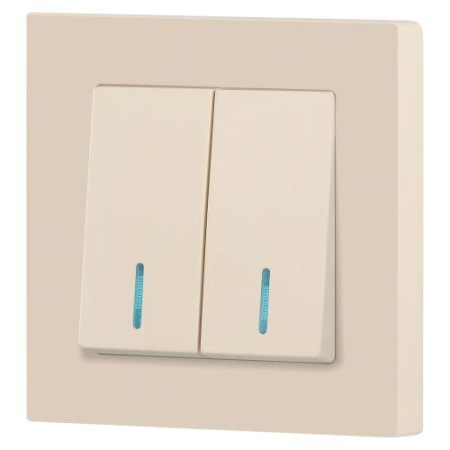 Выключатель 2-кл. СП Accent 6-105-02 10А IP20 250В с подсветкой AL/CU сл. кость Intro Б0063509