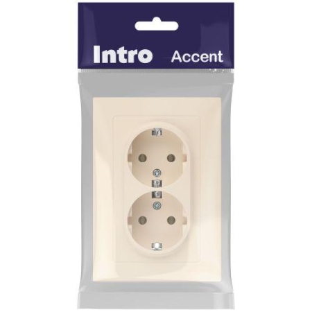 Розетка 2-м СП Accent 6-205-02 16А IP20 250В 2P+E Schuko AL/CU сл. кость Intro Б0063489 Розетка 2-м СП Accent 6-205-02 16А IP20 250В 2P+E Schuko AL/CU сл. кость Intro Б0063489