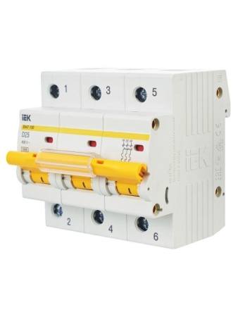 Выключатель автоматический модульный 3п D 25А 10кА ВА47-100 KARAT IEK MVA40-3-025-D Выключатель автоматический модульный 3п D 25А 10кА ВА47-100 KARAT IEK MVA40-3-025-D