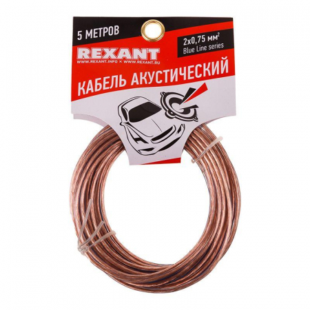 Кабель Stereo 2х0.75 прозр. BLUELINE (уп.5м) Rexant 01-6204-3-05 Кабель Stereo 2х0.75 прозр. BLUELINE (уп.5м) Rexant 01-6204-3-05