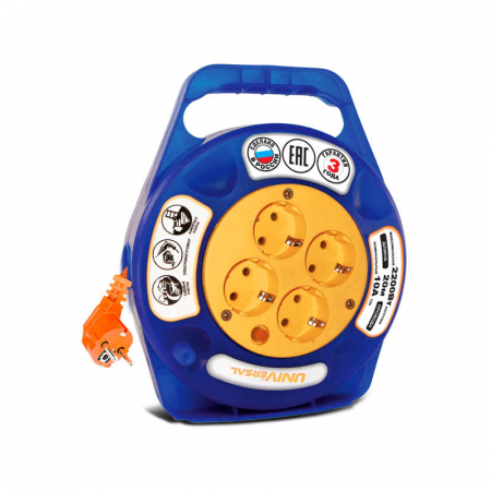 Удлинитель в закрыт. корпусе 4х20м с заземл. 6А IP20 У10-015 ПВС 3х0.75 термозащита защ. шторки UNIVersal 1672 Удлинитель в закрыт. корпусе 4х20м с заземл. 6А IP20 У10-015 ПВС 3х0.75 термозащита защ. шторки UNIVersal 1672