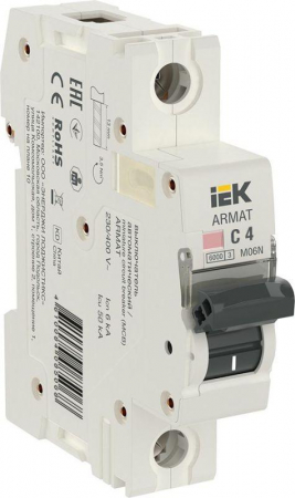Выключатель автоматический модульный 1п C 4А M06N ARMAT IEK AR-M06N-1-C004 Выключатель автоматический модульный 1п C 4А M06N ARMAT IEK AR-M06N-1-C004