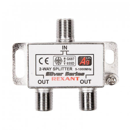 Делитель ТВ "краб" х2+3шт F "BOX" 5-1000 МГц "Silver" Rexant 05-6101