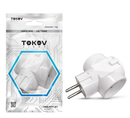 Разветвитель 3-м без заземл. 10А 250В IP20 ABS-пластик бел. TOKOV ELECTRIC TKL-S3C-C01 Разветвитель 3-м без заземл. 10А 250В IP20 ABS-пластик бел. TOKOV ELECTRIC TKL-S3C-C01