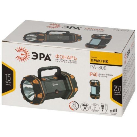 Фонарь-прожектор светодиодный аккумуляторный PA-808 "Практик" 15Вт IP40 Li 5400мА.ч рабочий многофункциональный Эра Б0058231