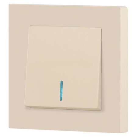 Выключатель 1-кл. СП Accent 6-102-02 10А IP20 250В с подсветкой AL/CU сл. кость Intro Б0063428