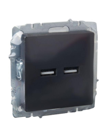 Розетка BRITE USB A+A 3.1А РЮ10-1-БрГ механизм графит IEK BR-U21-D31-K53 Розетка BRITE USB A+A 3.1А РЮ10-1-БрГ механизм графит IEK BR-U21-D31-K53