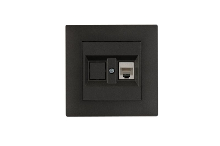 Розетка компьютерная CAT 5+гнездо Karea RIZZ STAR дым. металлик Makel 88050035 Розетка компьютерная CAT 5+гнездо Karea RIZZ STAR дым. металлик Makel 88050035