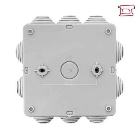 Коробка распределительная КМР-030-014 100х100х50 IP55 с крышкой для прямого монтажа 10 мембранных вводов сер. розн. стикер EKF plc-kmr-030-014-r