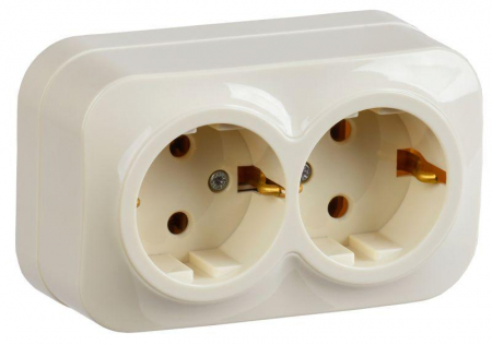 Розетка 2-м ОП GLORY РС22-3-ХК 16А с заземл. крем. IEK ERH21-K33-16 Розетка 2-м ОП GLORY РС22-3-ХК 16А с заземл. крем. IEK ERH21-K33-16