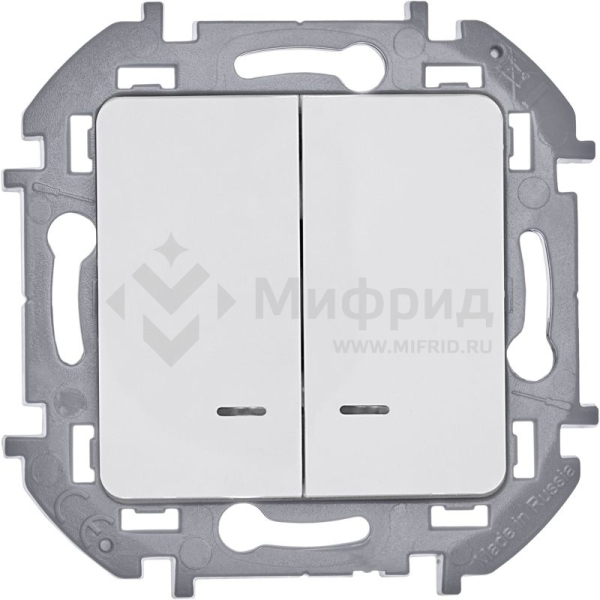 Выключатель 2-кл. 1п 1мод. СП Inspiria 10А IP20 250В 10AX с подсветкой/индикацией механизм бел. IEK 673630