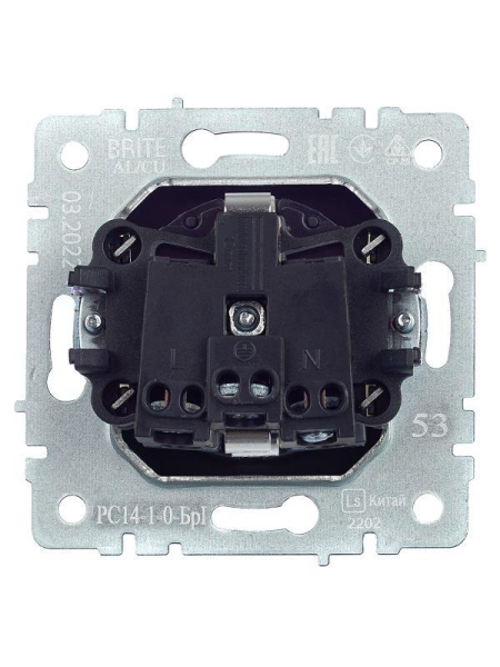 Розетка 1-м СП BRITE РС14-1-0-БрГ 16А с заземл. защ. шторки механизм графит IEK BR-R14-16-K53