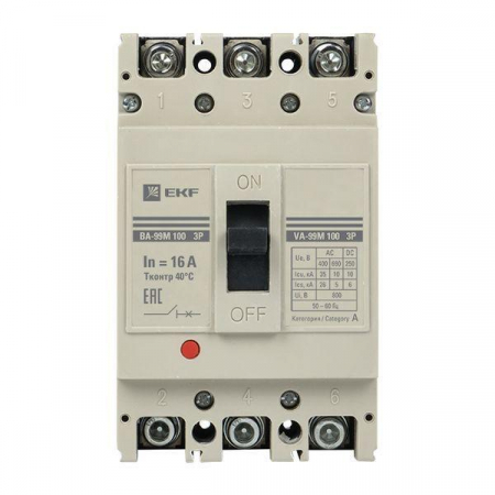 Выключатель автоматический 3п 100/16А 35кА ВА-99М PROxima EKF mccb99-100-16m Выключатель автоматический 3п 100/16А 35кА ВА-99М PROxima EKF mccb99-100-16m