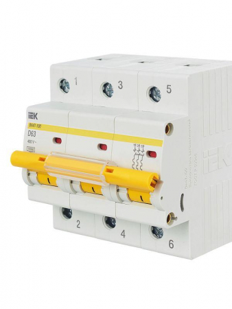 Выключатель автоматический модульный 3п D 63А 10кА ВА47-100 KARAT IEK MVA40-3-063-D Выключатель автоматический модульный 3п D 63А 10кА ВА47-100 KARAT IEK MVA40-3-063-D