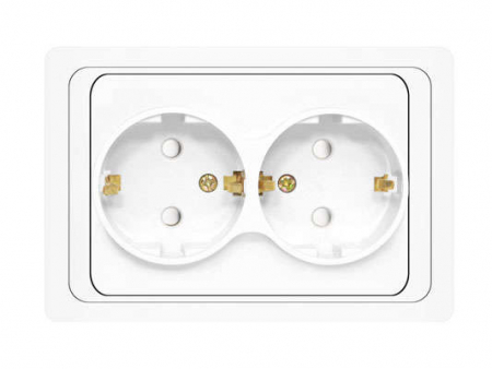 Розетка 2-м СП Валери 16А IP20 с заземл. защ. шторки бел. UNIVersal В0128x Розетка 2-м СП Валери 16А IP20 с заземл. защ. шторки бел. UNIVersal В0128x