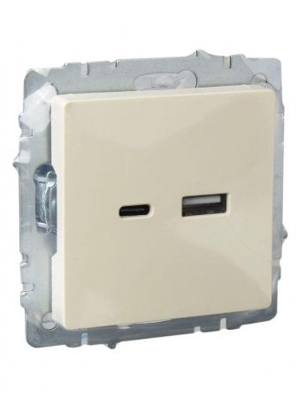 Розетка BRITE USB A+C 18Вт РЮ11-1-БрКр механизм беж. IEK BR-U22-018-K10 Розетка BRITE USB A+C 18Вт РЮ11-1-БрКр механизм беж. IEK BR-U22-018-K10