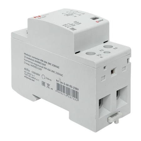 Контактор модульный КМ 40А 2NC 230В AC (2 мод.) AVERES EKF km-av-2-40-02-230V Контактор модульный КМ 40А 2NC 230В AC (2 мод.) AVERES EKF km-av-2-40-02-230V