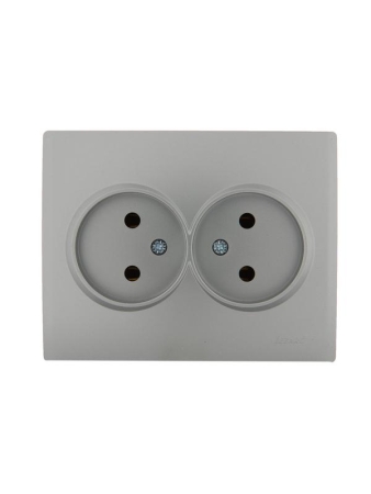 Розетка 2-м СП Karina 16А IP20 без заземл. керамика матов. серебр. LEZARD 707-4300-128 Розетка 2-м СП Karina 16А IP20 без заземл. керамика матов. серебр. LEZARD 707-4300-128