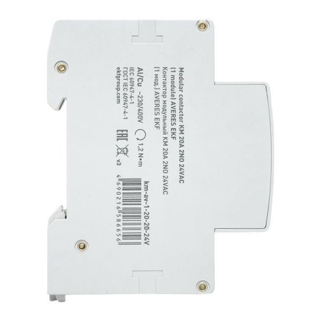 Контактор модульный КМ 20А 2NО 24В AC (1 мод.) AVERES EKF km-av-1-20-20-24V Контактор модульный КМ 20А 2NО 24В AC (1 мод.) AVERES EKF km-av-1-20-20-24V