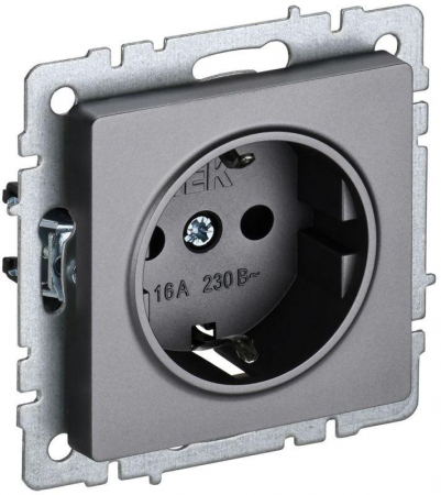 Розетка 1-м СП BRITE РС11-1-0-БрС 16А с заземл. без защ. шторки механизм сталь IEK BR-R11-16-K46 Розетка 1-м СП BRITE РС11-1-0-БрС 16А с заземл. без защ. шторки механизм сталь IEK BR-R11-16-K46