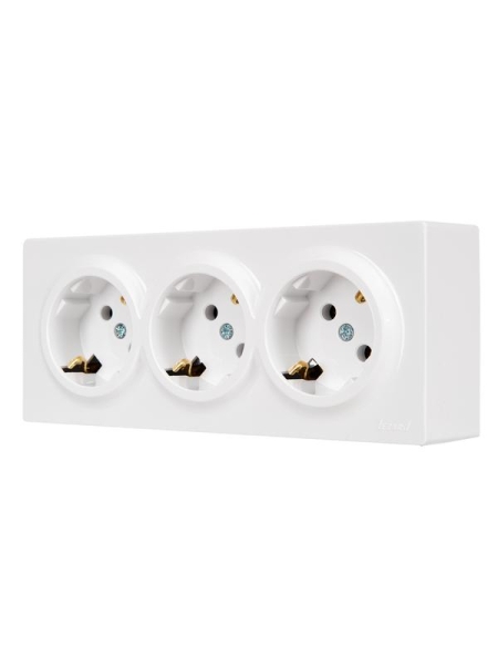 Розетка 3-м ОП LETO с заземл. закрытый корпус ПБТ бел. LEZARD 752-0200-127BUP Розетка 3-м ОП LETO с заземл. закрытый корпус ПБТ бел. LEZARD 752-0200-127BUP