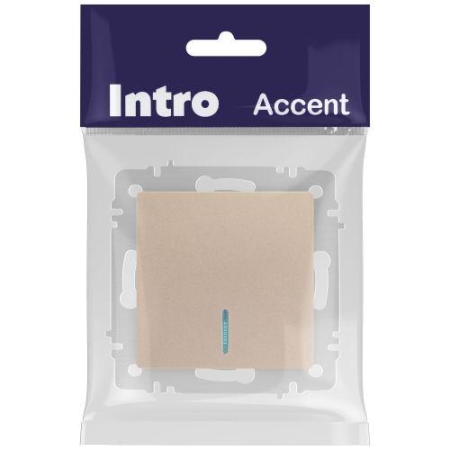 Выключатель 1-кл. СП Accent 6-102-04 10А IP20 250В с подсветкой AL/CU шампань Intro Б0063475