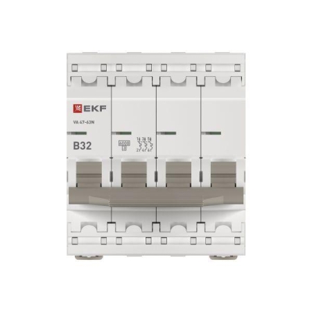 Выключатель автоматический модульный 4п B 32А 6кА ВА 47-63N PROxima EKF M636432B Выключатель автоматический модульный 4п B 32А 6кА ВА 47-63N PROxima EKF M636432B