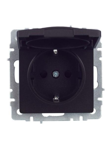 Розетка BRITE РСбш10-3-44-БрЧ 16А IP44 с заземл. защ. шторки с крышкой механизм черн. IEK BR-R16-16-44-K02