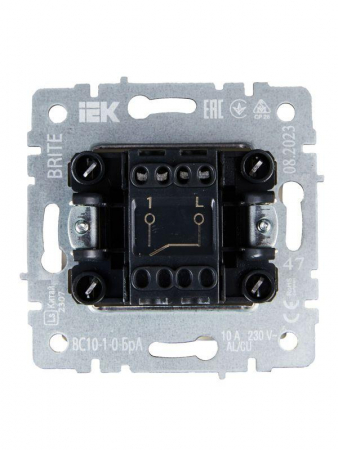 Выключатель 1-кл. СП BRITE ВС10-1-0-БрА 10А механизм алюм. IEK BR-V10-0-10-K47