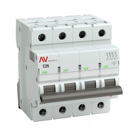 Выключатель автоматический модульный 4п C 25А 6кА AV-6 AVERES EKF mcb6-4-25C-av Выключатель автоматический модульный 4п C 25А 6кА AV-6 AVERES EKF mcb6-4-25C-av