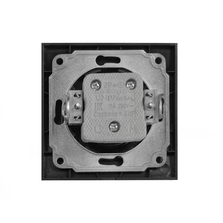 Розетка 1-м СП Бриллиант 16А IP20 с заземл. защ. шторки в сборе графит Universal 7947632-Gr