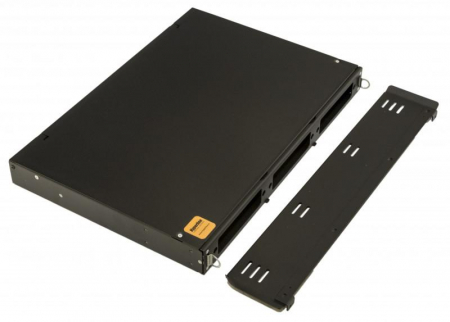 Бокс оптический FO-19V-1U-3хSLT-W130H30-24UN-BK универс. выдвижной 19дюйм от 8 до 24 портов (SC duplex LC ST FC) (со спайс. пласт. без пигтейлов. и прох. адапт.) черн. Hyperline 401216 Бокс оптический FO-19V-1U-3хSLT-W130H30-24UN-BK универс. выдвижной 19дюйм от 8 до 24 портов (SC duplex LC ST FC) (со спайс. пласт. без пигтейлов. и прох. адапт.) черн. Hyperline 401216