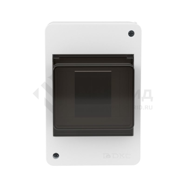Щиток настенный Фрейм (FRAME) ЩРн-п-4 4мод. с тонированной дверцей бел. DKC F04W0WD