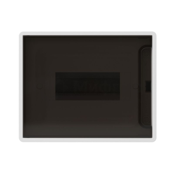 Щиток настенный Фрейм (FRAME) 8 мод. с тонированной дверцей с 2 шинами PEN на 6 и 8 отверст. бел. DKC F08W1WD