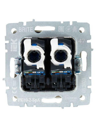 Розетка компьютерная двойн. СП RJ45 кат.5E BRITE РК10-2-БрА механизм алюм. IEK BR-K20-1-K47 Розетка компьютерная двойн. СП RJ45 кат.5E BRITE РК10-2-БрА механизм алюм. IEK BR-K20-1-K47