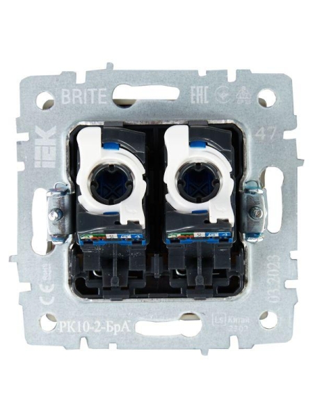 Розетка компьютерная двойн. СП RJ45 кат.5E BRITE РК10-2-БрА механизм алюм. IEK BR-K20-1-K47 Розетка компьютерная двойн. СП RJ45 кат.5E BRITE РК10-2-БрА механизм алюм. IEK BR-K20-1-K47