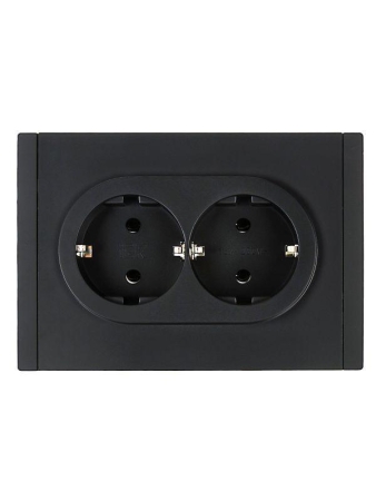 Розетка 2-м СП FORTE&PIANO FP124 16А с заземл. без защ. шторок безвинт. крепл. черн. IEK FP-R21-16-1-K02