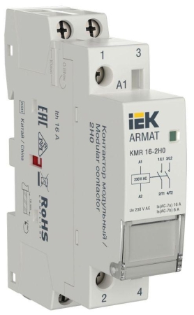 Контактор модульный KMR 16А 230В AC 2НО ARMAT IEK AR-KMR10-016-20-230 Контактор модульный KMR 16А 230В AC 2НО ARMAT IEK AR-KMR10-016-20-230