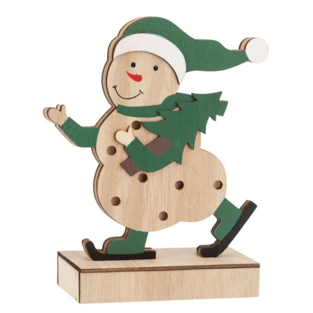 Фигура деревянная "Снеговик" 18см 5LED тепл. бел. 0.1Вт IP20 с подсветкой Neon-Night 504-017