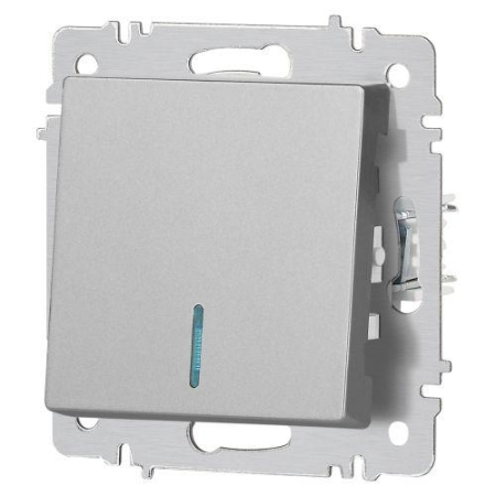 Выключатель 1-кл. СП Accent 6-102-03 10А IP20 250В с подсветкой AL/CU алюм. Intro Б0063478