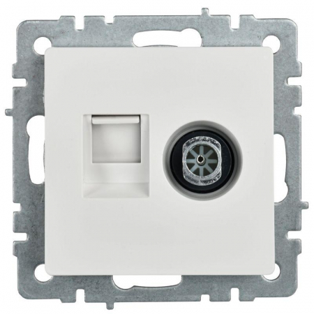 Розетка компьютерная + телевизионная 2-м Brite РТВ/РК12-БрБ RJ45 кат.5E + TV механизм бел. IEK BR-AK20-1-K01 Розетка компьютерная + телевизионная 2-м Brite РТВ/РК12-БрБ RJ45 кат.5E + TV механизм бел. IEK BR-AK20-1-K01