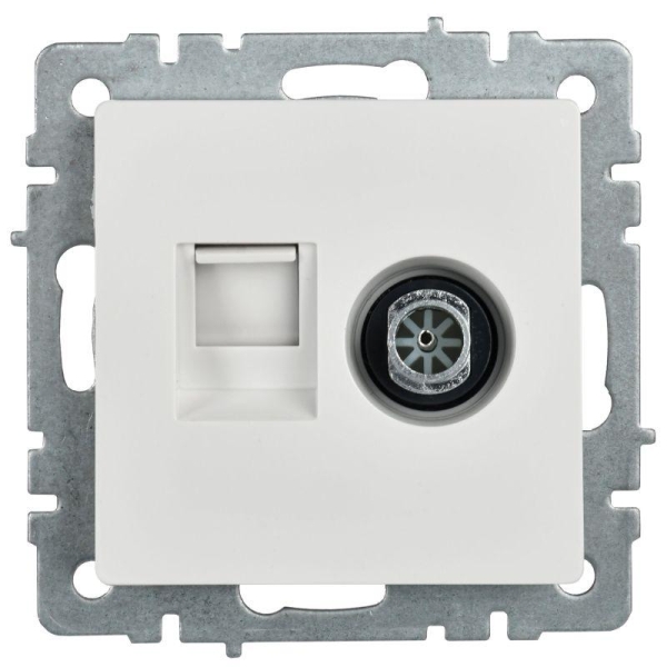 Розетка компьютерная + телевизионная 2-м Brite РТВ/РК12-БрБ RJ45 кат.5E + TV механизм бел. IEK BR-AK20-1-K01 Розетка компьютерная + телевизионная 2-м Brite РТВ/РК12-БрБ RJ45 кат.5E + TV механизм бел. IEK BR-AK20-1-K01
