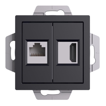 Розетка 2-м AtlasDesign HDMI+RJ45 кат.5E механизм карбон SE ATN001082 Розетка 2-м AtlasDesign HDMI+RJ45 кат.5E механизм карбон SE ATN001082