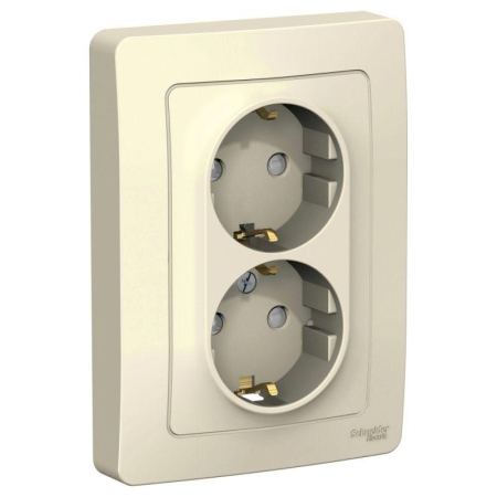 Розетка 2-м СП Blanca 16А IP20 250В с заземл. защ. шторки молоч. SE BLNRS001122 Розетка 2-м СП Blanca 16А IP20 250В с заземл. защ. шторки молоч. SE BLNRS001122