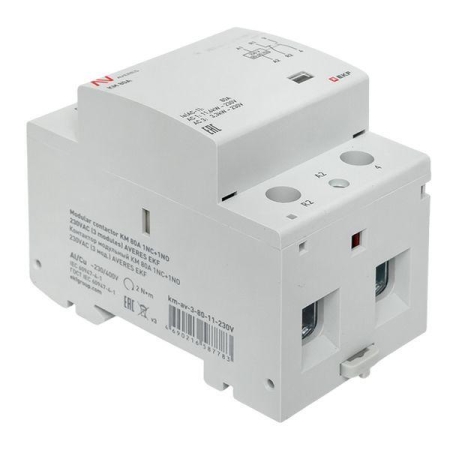 Контактор модульный КМ 80А 1NC+1NO 230В AC (3 мод.) AVERES EKF km-av-3-80-11-230V Контактор модульный КМ 80А 1NC+1NO 230В AC (3 мод.) AVERES EKF km-av-3-80-11-230V
