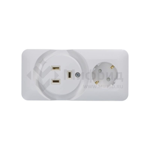 Розетка 2-м ОП Blanca / Прима 250В комбинир. для электроплиты 32А+силовая 16А (опт. упак.) бел. SE RA32-211R-B