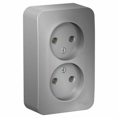 Розетка 2-м ОП Blanca 16А IP20 250В без заземл. без защ. шторок с изолир. пластиной алюм. SE BLNRA000213 Розетка 2-м ОП Blanca 16А IP20 250В без заземл. без защ. шторок с изолир. пластиной алюм. SE BLNRA000213