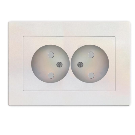 Розетка 2-м СП Афина 16А IP20 без заземл. защ. шторки в сборе жемчуж. Universal A0048-OBr Розетка 2-м СП Афина 16А IP20 без заземл. защ. шторки в сборе жемчуж. Universal A0048-OBr