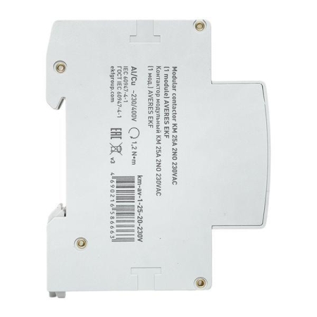 Контактор модульный КМ 25А 2NО 230В AC (1 мод.) AVERES EKF km-av-1-25-20-230V Контактор модульный КМ 25А 2NО 230В AC (1 мод.) AVERES EKF km-av-1-25-20-230V