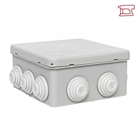 Коробка распределительная КМР-030-014 100х100х50 IP55 с крышкой для прямого монтажа 10 мембранных вводов сер. розн. стикер EKF plc-kmr-030-014-r